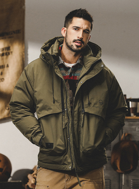 羽绒服男冬季连帽石墨烯蓄热防风工装户外机能派克服男士秋冬外套