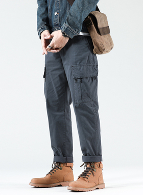 秋冬新款直筒复古工装裤男冬季加绒配马丁靴宽松美式休闲男生裤子
