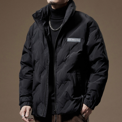 春秋新款短款男士羽绒服潮牌加厚黑色面包服夹克男保暖冬装外套男