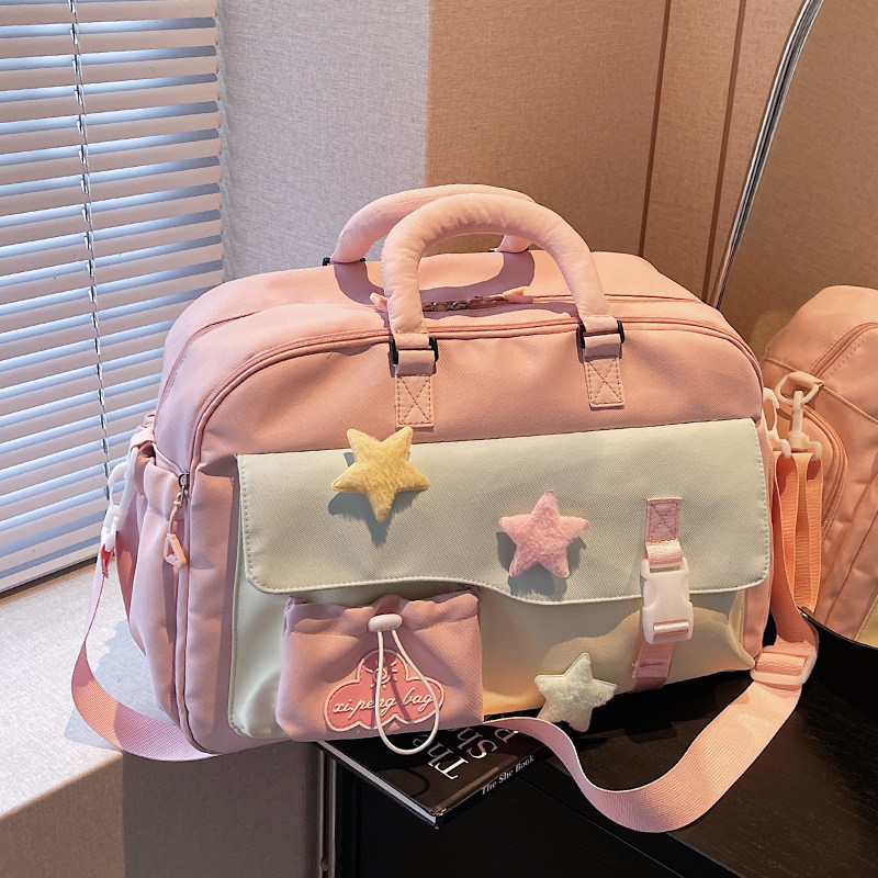 日韩风可爱休闲旅行袋女高颜值轻便手提斜挎健身包短途出行旅行包