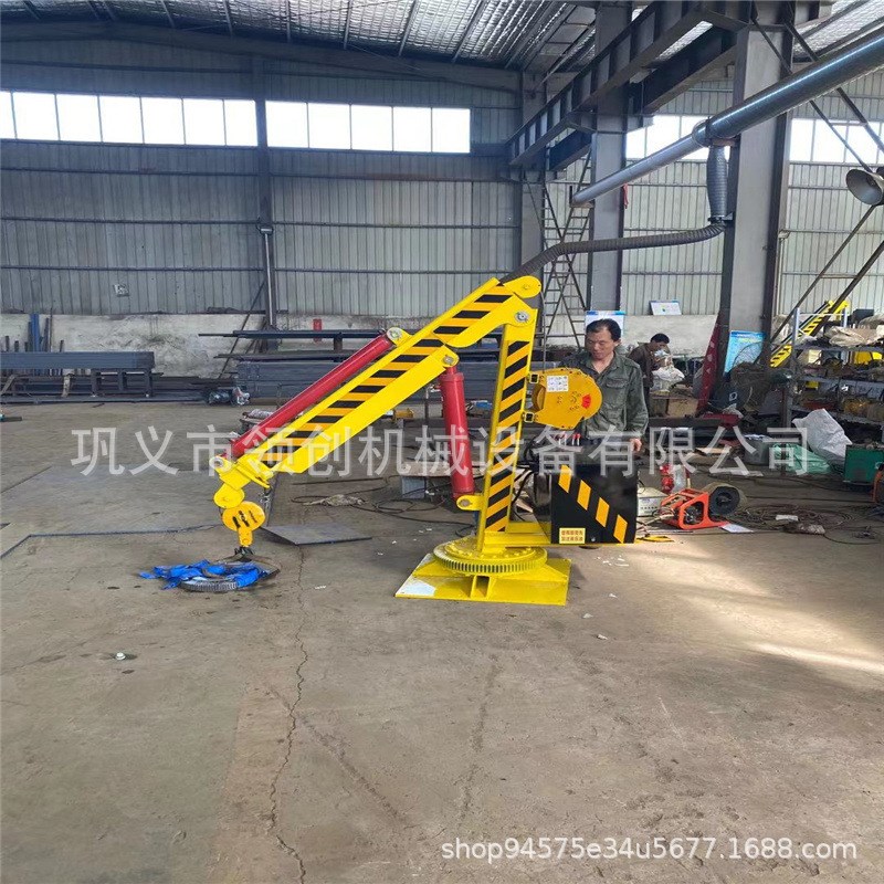 小型渔船捕捞码头甲板伸缩t臂海上起重1吨2T电自动货车全液压吊机