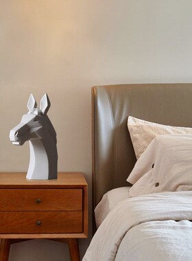 抽象北欧动物白色鹿头q摆件现代简约酒店软装样板房室内装饰品