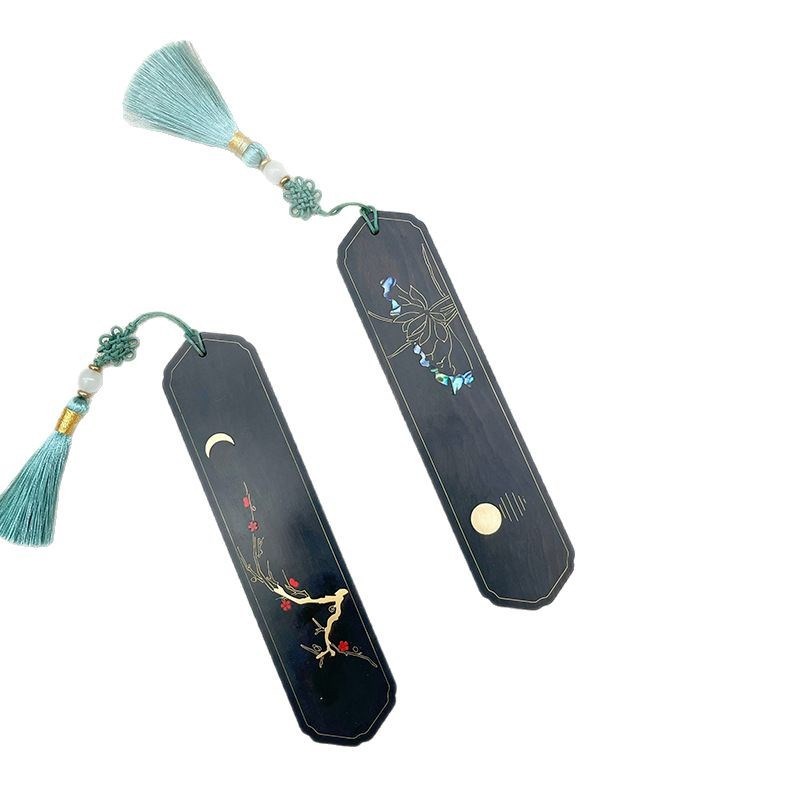 中国风花月吟书签两件套礼盒装红E木质非遗文创商务办公伴手礼