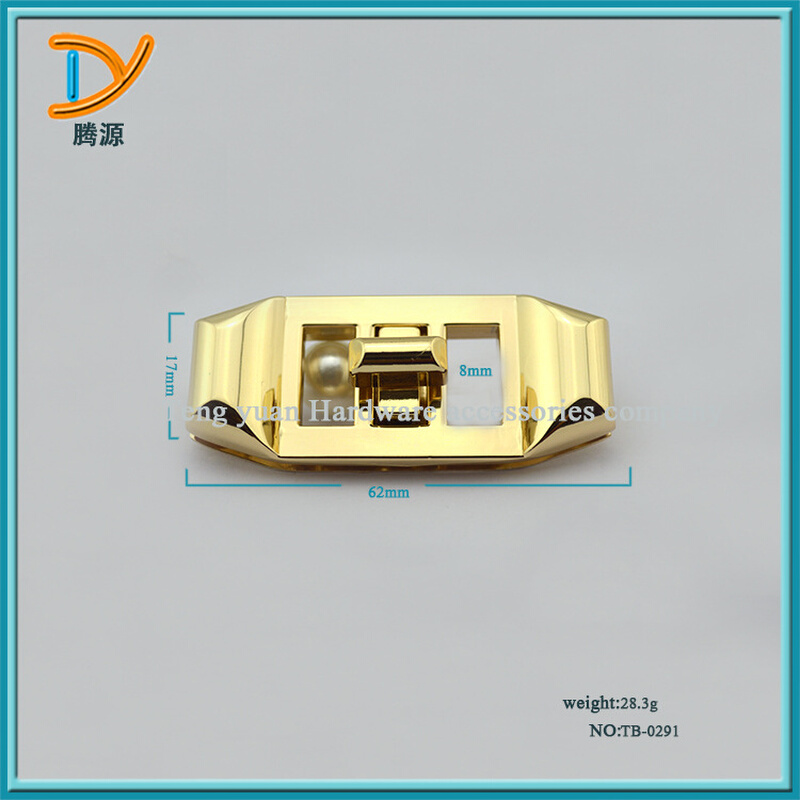 厂家供应服饰箱包五金配件锁扣 压铸合金浅金转锁 可定其他颜色