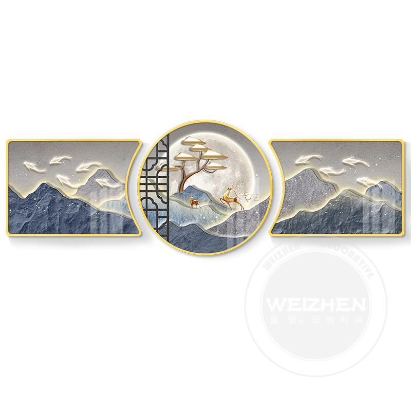 网红轻奢客厅画装饰n画沙发背景墙挂壁现山画简档约代墙画大气高