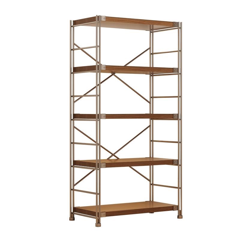 日式钢木置物架落地多层客厅x阳台储物架书架家用厨房微波炉收纳