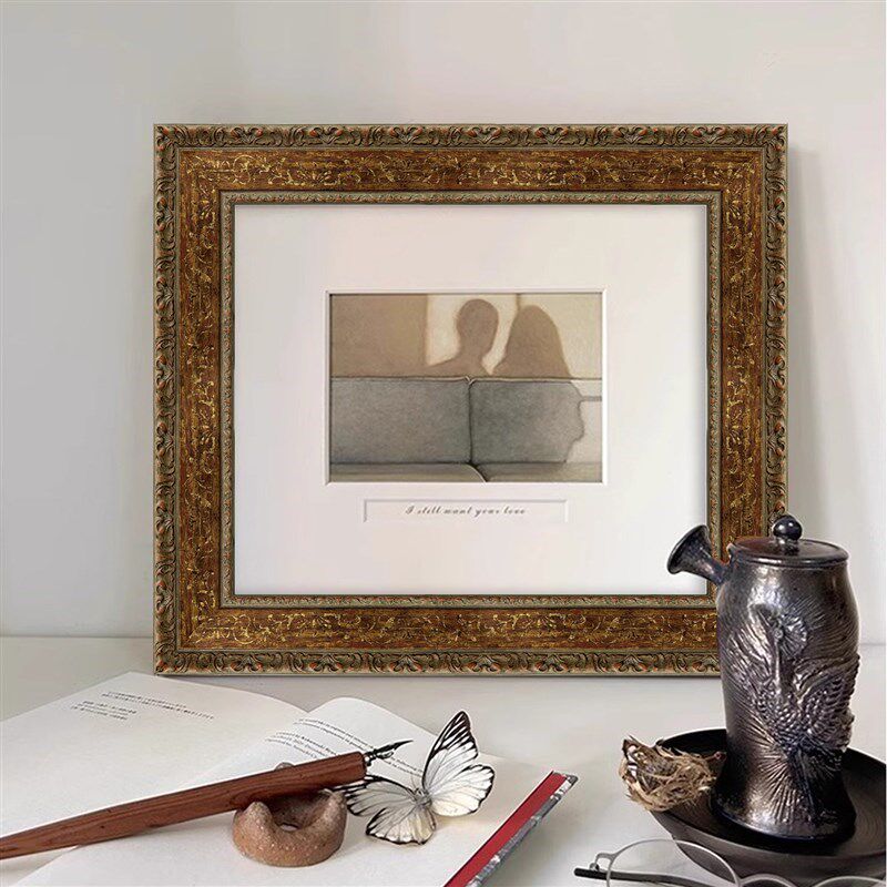 【秋日晚霞】定制覆古实木t画框小众油画外框拼图相框欧式古典空