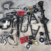 改装 四轮摩托车自制卡丁车配件车架悬挂差速轴R传动后桥碟刹方向