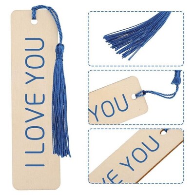 Pack of 36pcs lWooden Craft Bookmark with Tassels DIY Blank
