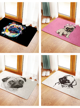 卡通巴哥犬 八哥犬 pug哈巴狗 地垫浴室吸水防滑垫子家用门口地毯