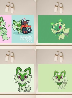 卡通动漫poksammon Sprigatito硅藻泥地垫浴室防滑垫子干湿分离