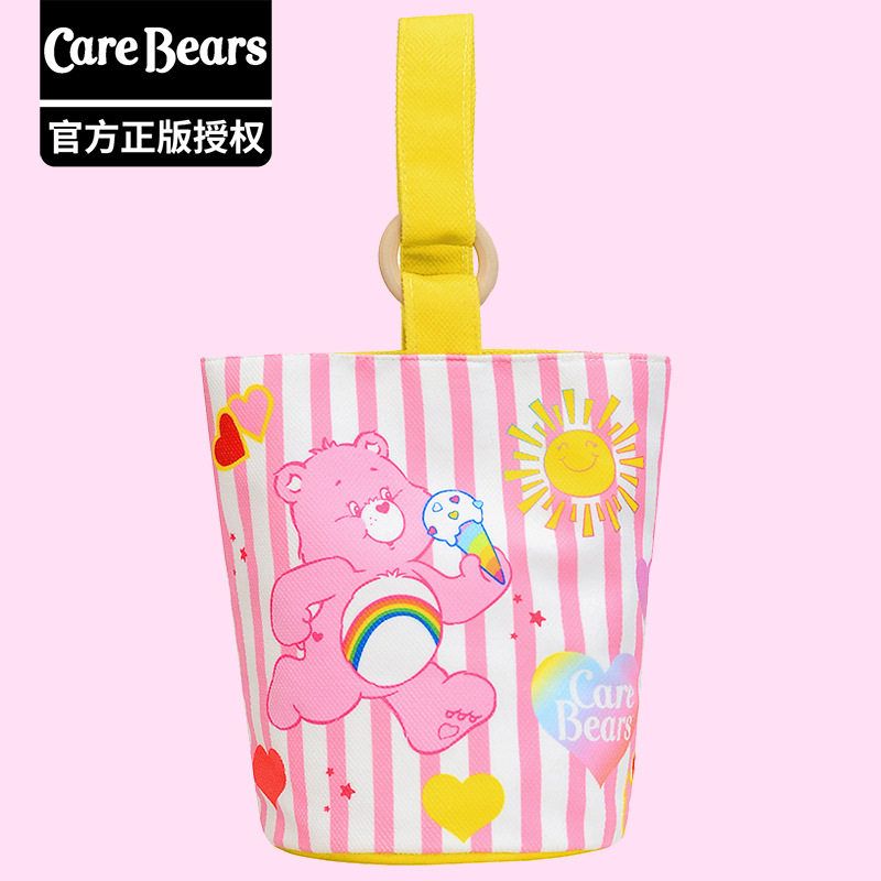 正品卡通爱心熊carebears大容量手拎包水桶包手腕包饭盒便当包袋