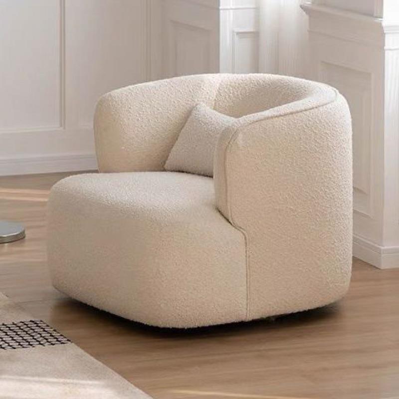 北欧轻奢白色单人休闲椅设计师单椅极简单人椅现代简约旋转沙发椅