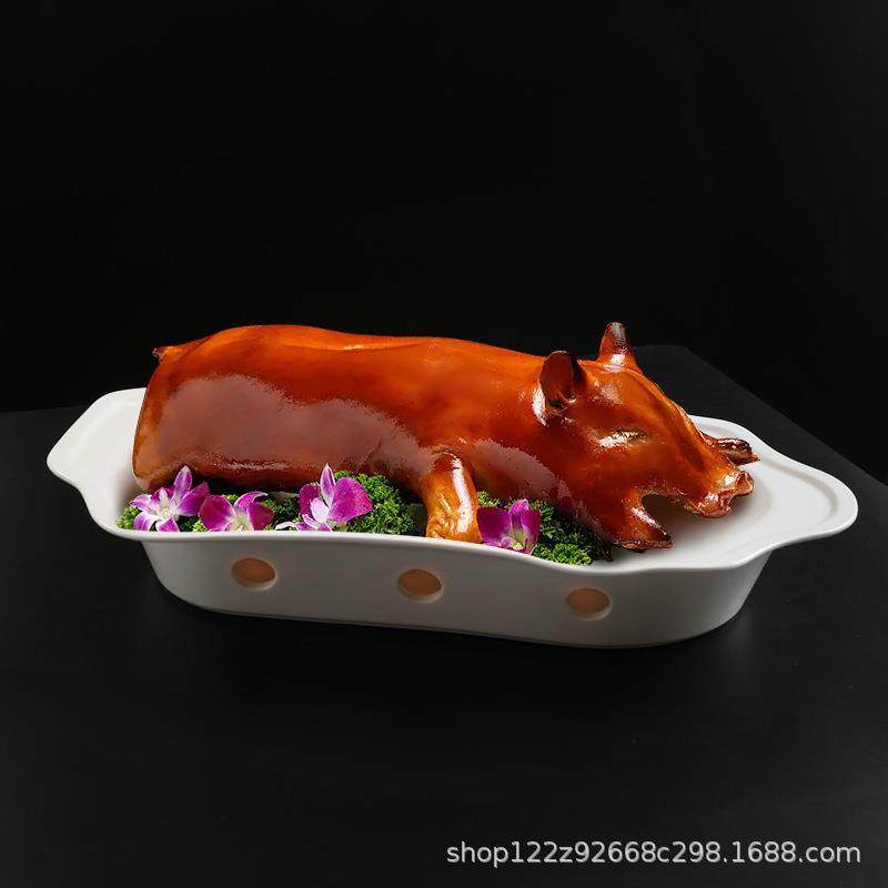 加厚烤乳猪托盘加热保温烧猪白色酒店长方形菜盘特大号陶瓷烧鹅盘,机械设备,橡胶设备,淘宝优惠券,粉丝福利购,淘宝优惠卷
