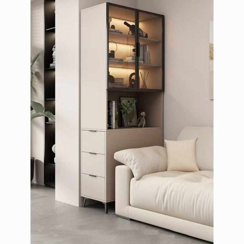 简约卧室储物窄柜实木沙发边柜侧边柜家用墙角转角夹缝置物柜现代