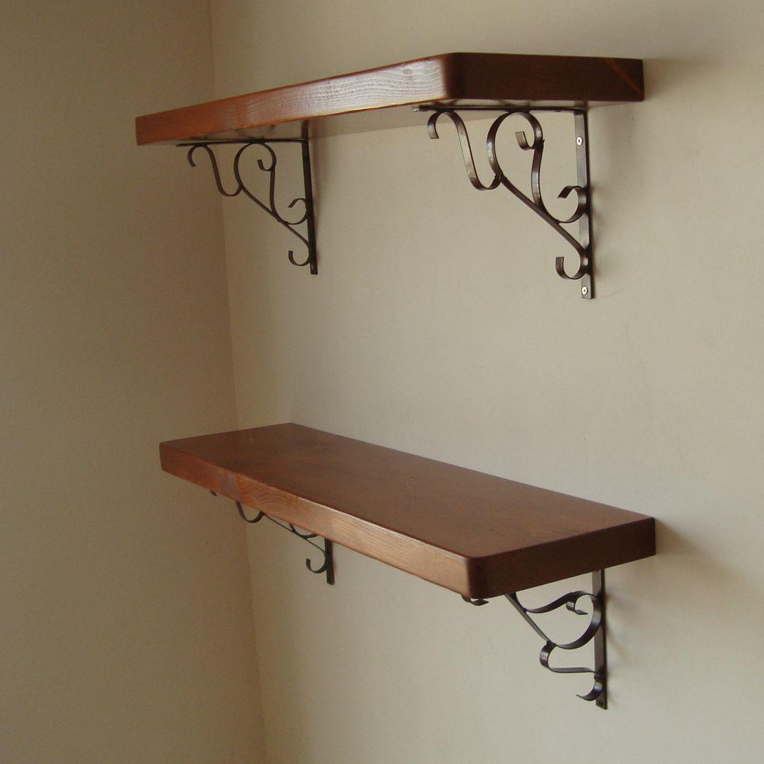 7K墙上置物架壁挂架多层实木书架一字复古隔板台板桌面上墙搁板定