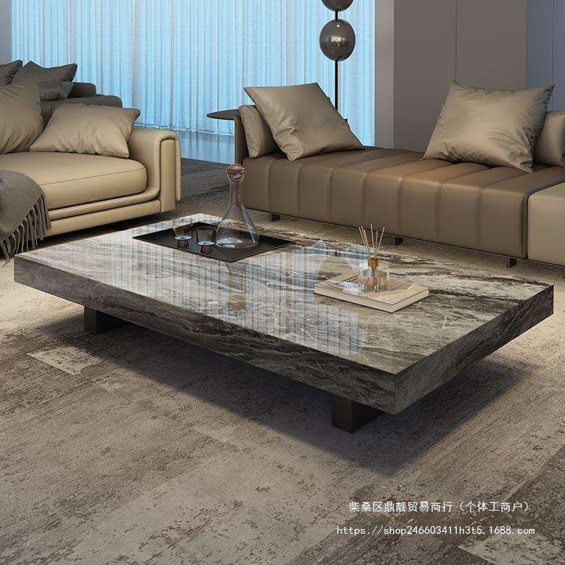 现代简约小户型客厅家用办公室长方形意式极简岩板茶几电视柜组合