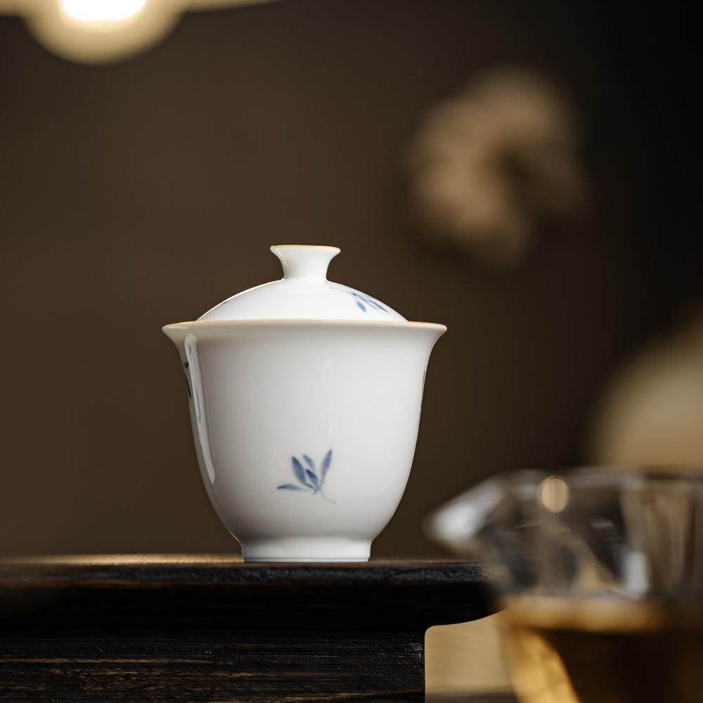 泥人述手绘青墨兰心聚香盖碗釉下彩手作兰花小巧雅器精致泡茶碗,机械设备,橡胶设备,淘宝优惠券,粉丝福利购,淘宝优惠卷