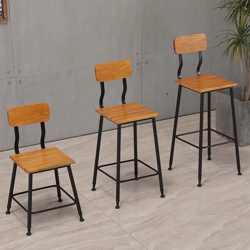 复古酒吧椅吧台椅现代简约工业高脚椅子实木铁艺桌椅高脚凳吧台椅