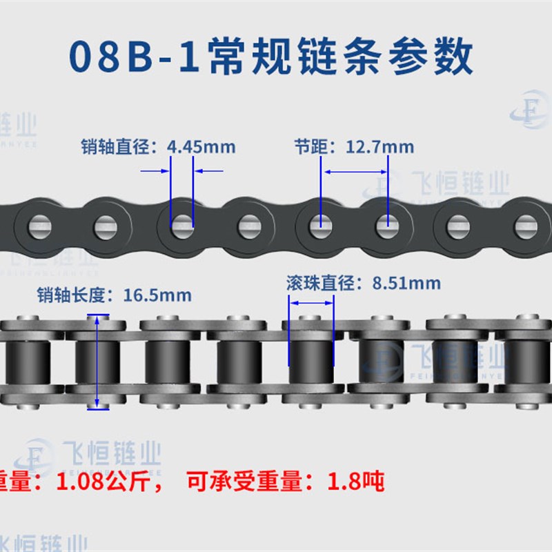 国标.加厚工业链条A.B型3分4分08.5分10.6分12.1寸16.20.32.单.双