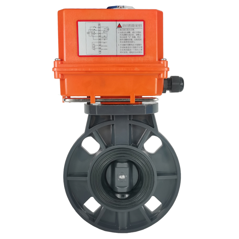 电动pvc蝶阀D971X-16S塑料UPVC耐酸碱腐蚀阀门 dn50  80 100 150