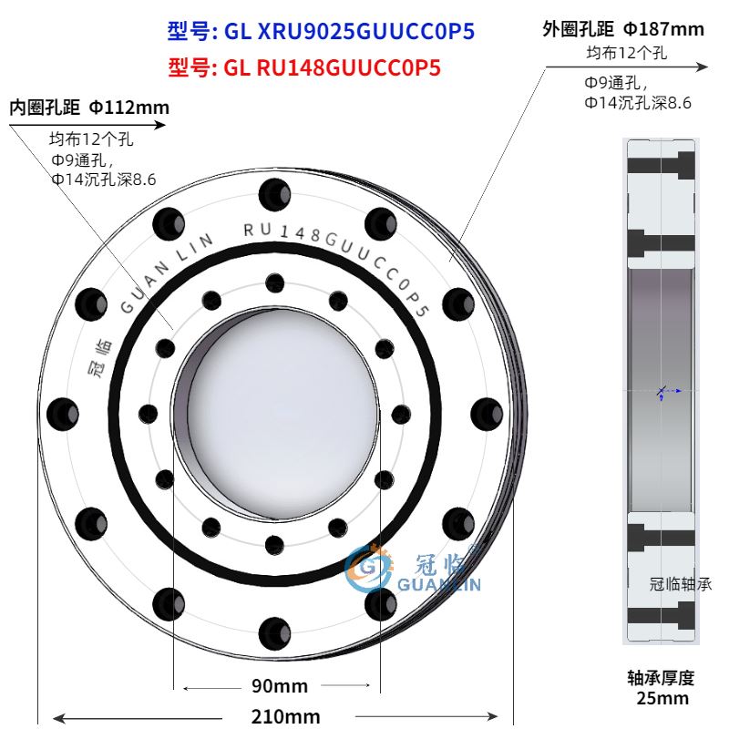 转盘 回转 支撑 支承 交叉滚子 轴承 RU 28 42 52 66 85 124 148