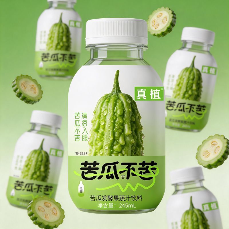 真植苦瓜不苦发酵果蔬汁饮料245ml*8瓶装清凉苦瓜汁饮品低糖饮料