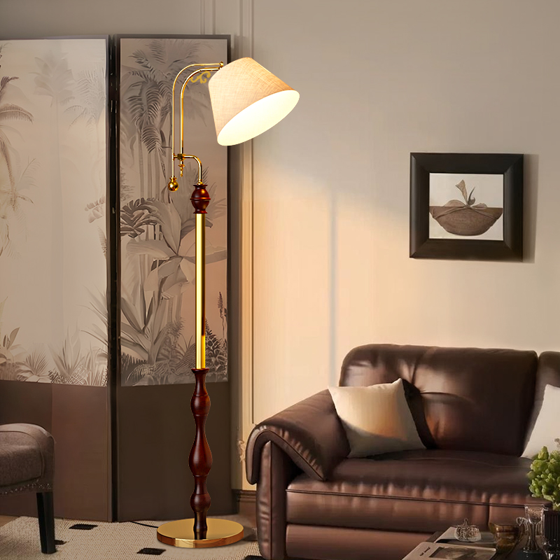 【国补15%】绿源法式中古复古胡桃木落地灯客厅沙发侘寂风灯具18