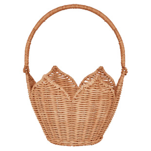 北欧风天然藤条编织复古采摘提篮手工藤编花篮儿童户外玩具收纳筐