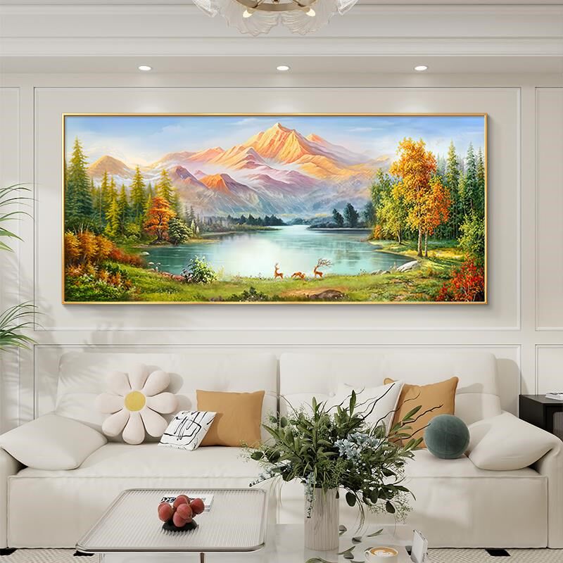 聚宝盆客厅装e饰画高级感山水画靠山图沙发背景墙挂画2025新款壁