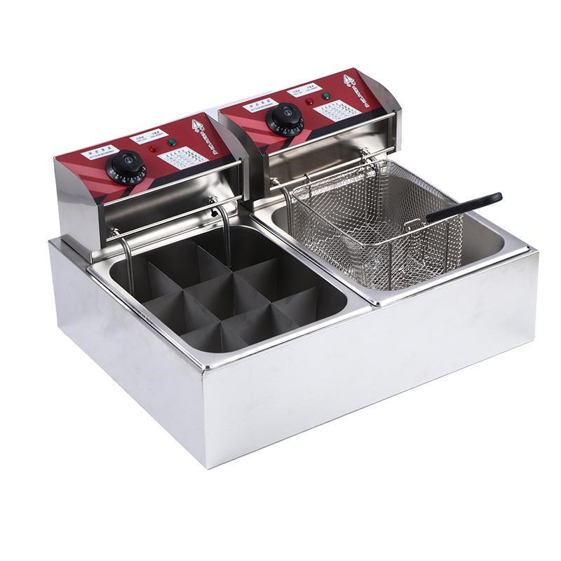 6L油炸锅+关东煮2合1电炸炉关东煮G机薯条油炸机麻辣烫设备煮面炉