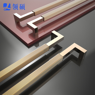 领硕玻璃门拉手古铜色黑色不锈钢黑钛金玫瑰金有框木门金色把手