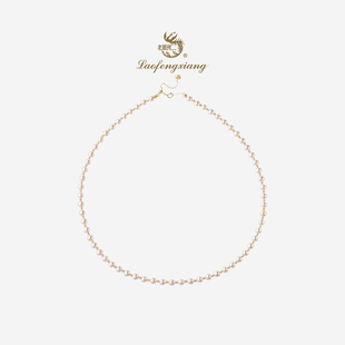 老凤祥官方淡水珍珠项链轻奢18k金珠满天星颈链锁骨链生日礼物