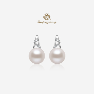 老凤祥淡水珍珠耳钉925银编制高跟鞋轻奢高级感珠宝耳饰新年礼物