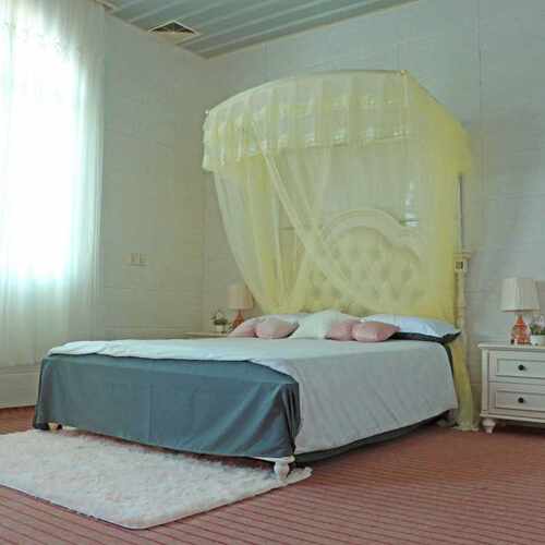 新款加厚U型伸缩不锈钢支架三开门宫廷夏日家用双人家用蚊帐加密