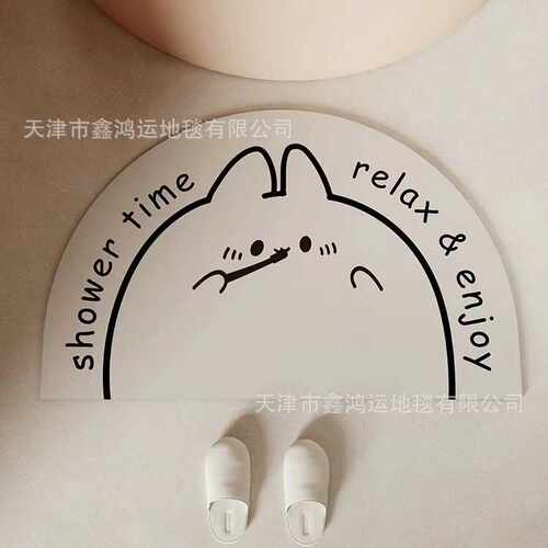 卡通浴室防滑垫家用厕所门口吸水速干脚垫卫生间软硅藻泥半圆地垫