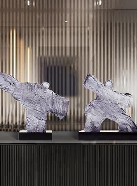 新中式酒店别墅家居透明树脂抽象太极人物摆件桌面装饰品太极雕塑