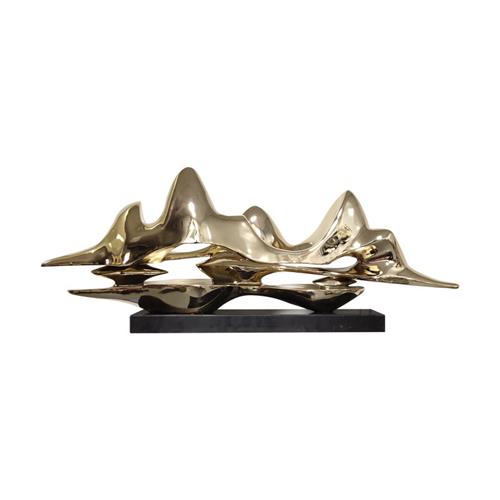 现货新中式树脂电镀金山雕塑客厅样板房进门玄关酒店摆设软装饰品