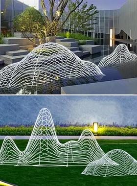 不锈钢镂空假山雕塑户外庭院小区广场水池售楼部园林景观装饰摆件