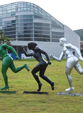玻璃钢运动篮球足球抽象人物跑步摆件户外公园林学校景观落地雕塑