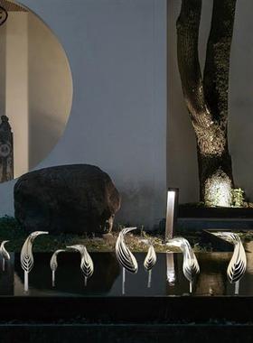 户外不锈钢鱼雕塑金属艺术墙面水池景观售楼处装饰品抽象鱼群摆件