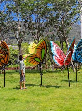 户外园林仿真蝴蝶玻璃钢雕塑花园庭院草坪公园动物景观装饰品摆件