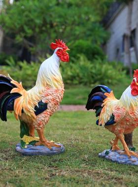 树脂玻璃钢仿真大公鸡雕塑小鸡母鸡户外花园庭院装饰农家酒店摆件