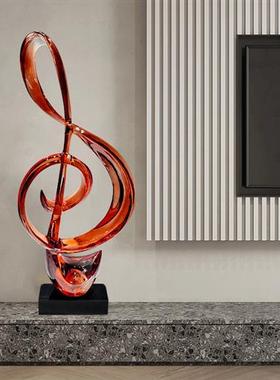 现代轻奢透明音符摆件酒吧音乐厅树脂乐器雕塑客厅玄关装饰工艺品