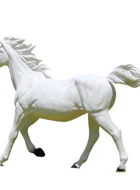 玻璃钢大型马雕塑仿真白马户外庭院草坪花园商场美陈园林景观装饰