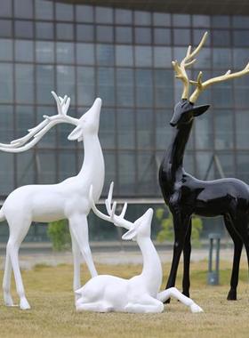抽象仿真梅花鹿摆件售楼部户外小品美陈园林景观装饰玻璃钢大雕塑