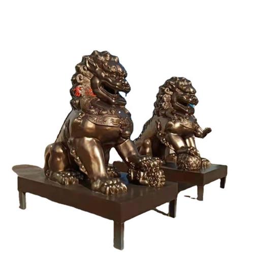 售楼部摆件铜狮小区绿地金属动物铜鹿大象海豚喷泉别墅故宫狮铸铜