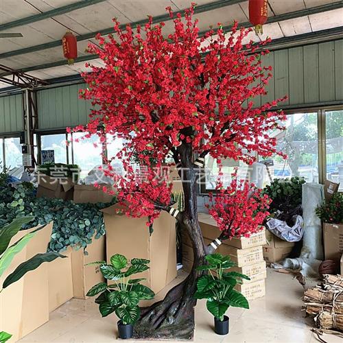 现货桃花树玻璃钢人造工程景观树商场园林假树装饰树
