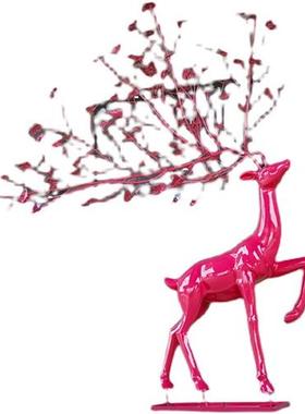 户外仿铜梅花鹿雕塑玻璃钢抽象鹿园林景观装饰摆件草坪小区售楼部