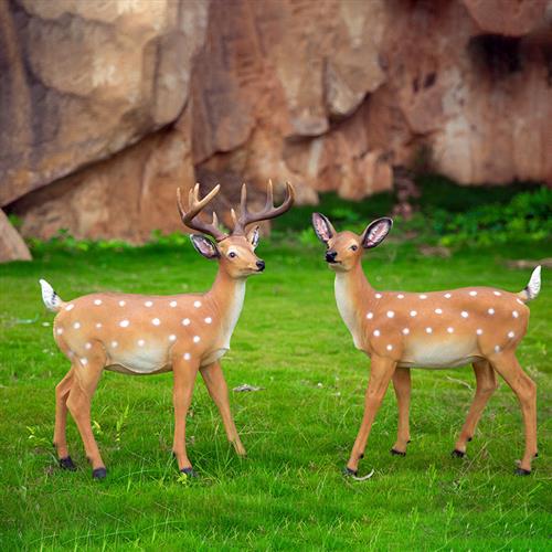 仿真梅花鹿摆件园林花园庭院装饰玻璃钢雕塑招财户外别墅公园动物
